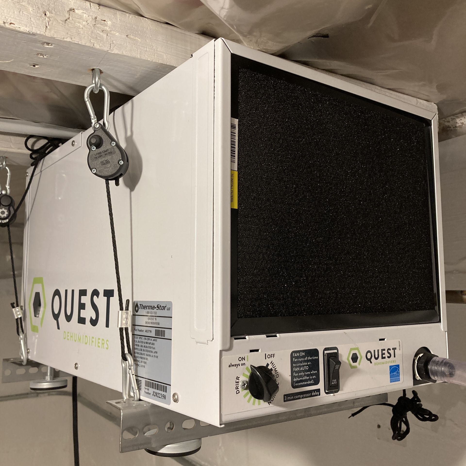 QUEST 70 Overhead Dehumidifier Grow Room