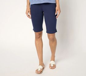 Belle by Kim Gravel Ponte 5 Pocket 11" Pull-On Bermuda Shorts Twilight, Size 18W
