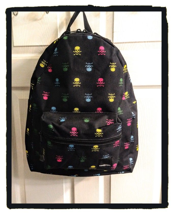 YAK  PAK ☠️ Skull & X-Bone ☠️ Unisex 2-Pouch Std Size Backpack *NWOT*