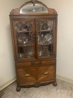 1920s Waterfall Art Deco China Cabinet