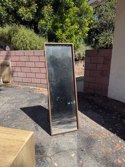 Full-Length Floor Mirror with Wood Frame