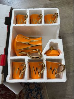 Ceramics Porcelain Tea Set for Drinking Tea Latte Water Orange Coffee Cups