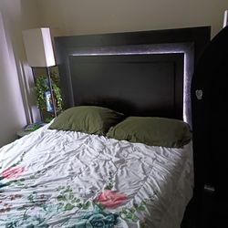 Queen Sized Bedframe With LED Lights And Secret Drawers
