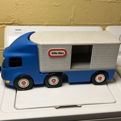 Little Tikes Semi Truck tractor trailer Vintage Blue ride on 23” missing doors heavy duty