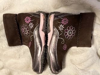 Stride Rite Girls Toddler Flower Leather Boots Size 10.5 M Kids
