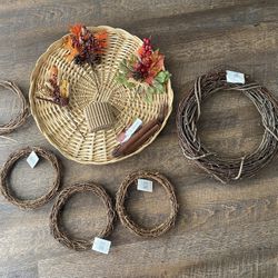 For Sale a group of Fall Themed Craft Supplies + a Wicker Tray.
