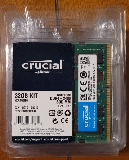 Crucial 32GB RAM DDR4 2400