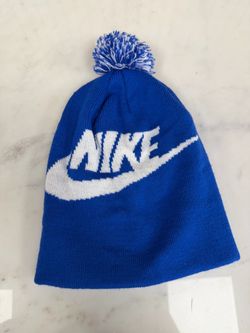 Nike Pom Beanie Hat Blue