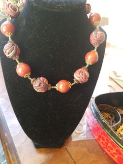 1960's VENDOME necklace, Art Clay  Beads