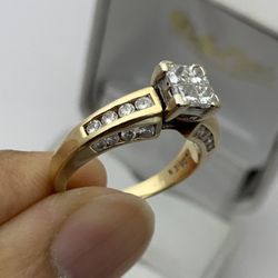 1.25TCW 14k Gold Natural VS2 Clarity Princess Cut Diamond Engagement Ring