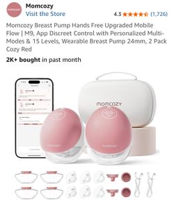 Momcozy Breast Pump Hands Free Upgraded Mobile Flow | M9, App Discreet Control with Personalized Multi-Modes & 15 Levels, Wearable Breast Pump 24mm, 2
