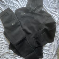 Black Drawstring Sauna Hoodie Sauna Joggers( L )