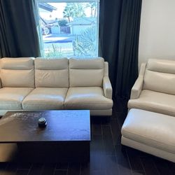 Leather Couch and Chair with ottoman