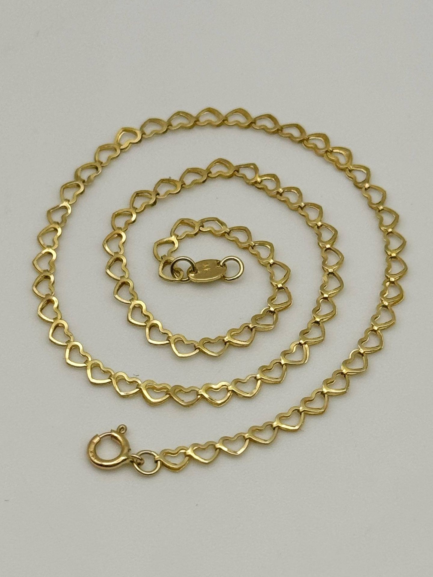 14k solid yellow gold love heart anklet 10β bracelet 2.7mm