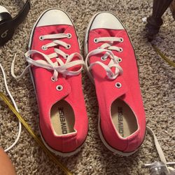 3 Pairs Size 8 Pink/red/another Pink  Converse