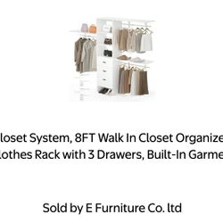 Walk In Closet Organizer With 3 Shelving Towers And 3 Drawers
