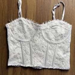 Jolie & Joy White Lace Corset Top Bralette Bustier Zip Back Size S