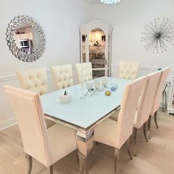 CHROME / White Glass Top Dining SET 🤍