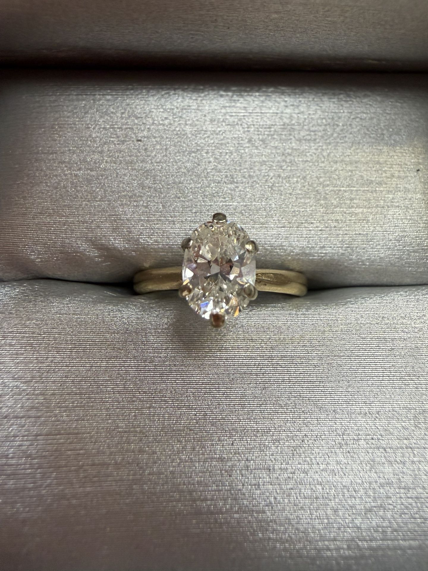 1.5CTCARAT DIAMOND SOLITAIRE ENGAGEMENT RING CERTIFIED OVAL CUT 14k YELLOW GOLD