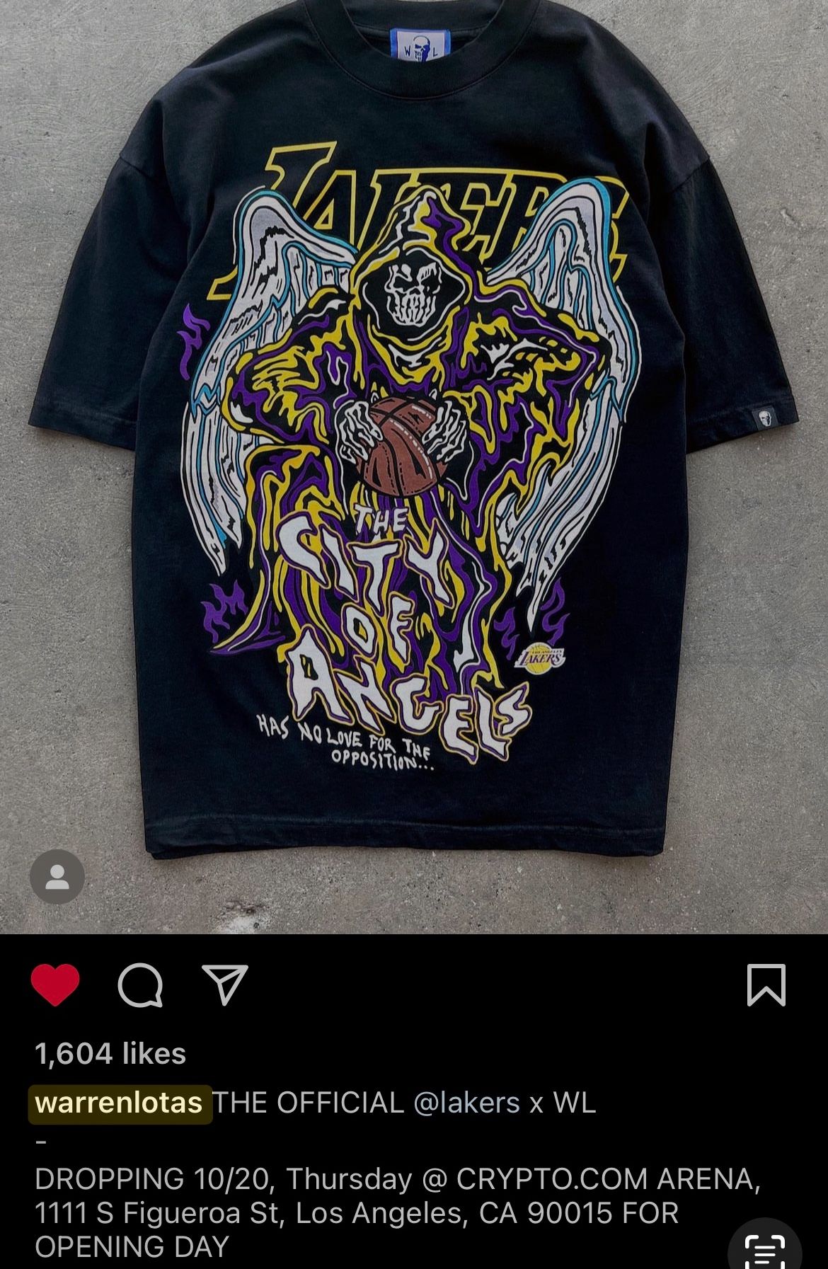 Warren Lotas Lakers City of Angels Tee Large