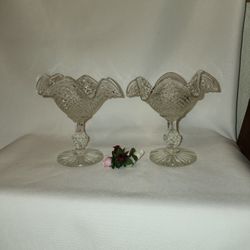 Vintage Diamond Point Compotes