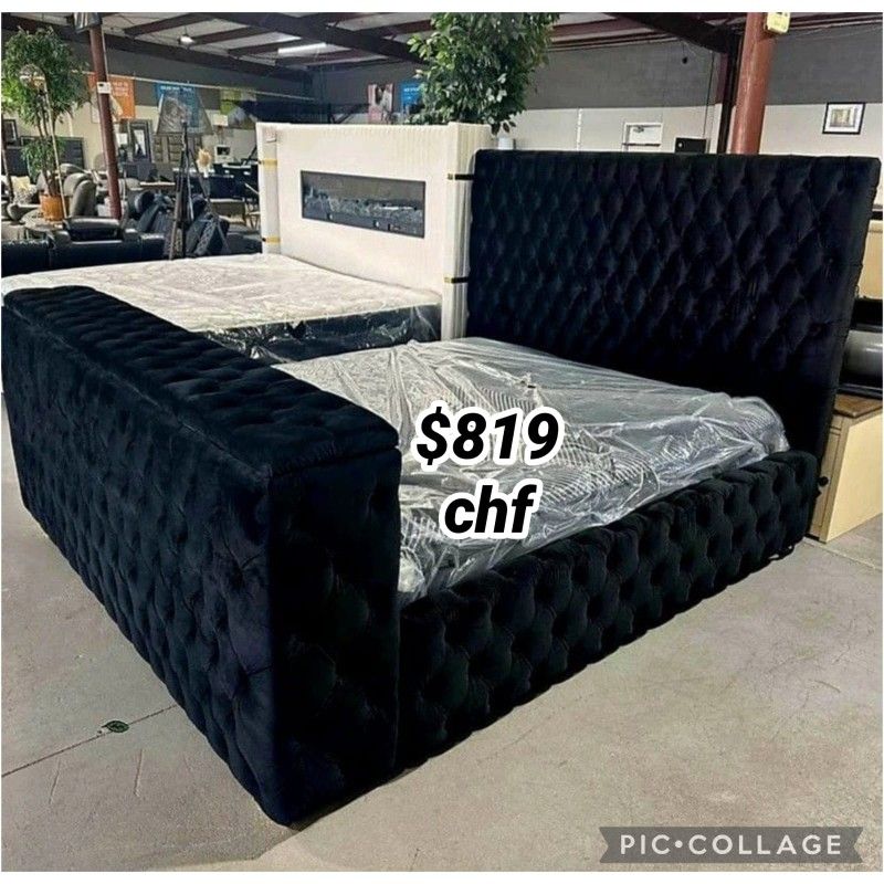 Black King Size Bed Frame With TV Lift // Mattress Sold Separately