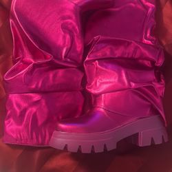 Pink Slouch Fashion Boots Size 8