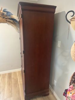 Tall Dark Cherry Wood Armoire/ Computer Desk