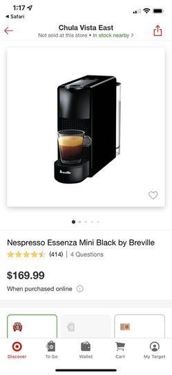 Nespresso Essenza Mini Black Coffee Maker By Breville : Target
