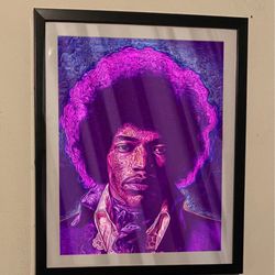 Jimi Hendrix Purple Custom Art Piece On Black Frame