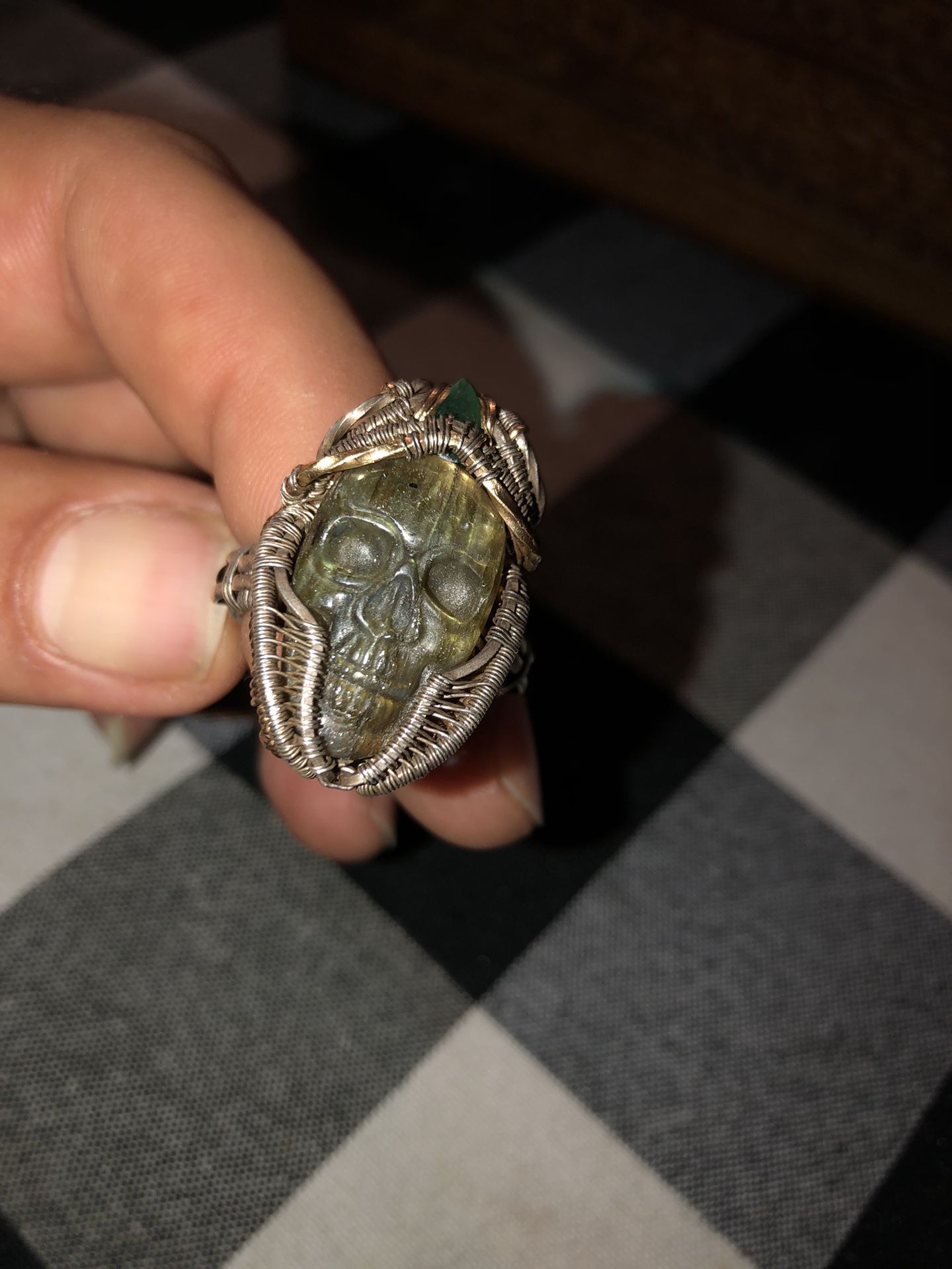 Gold And Silver Wire Wrap Skull Ring