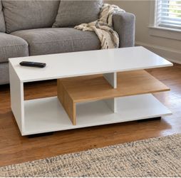 Modern Two-Tone Coffee Table with Shelves