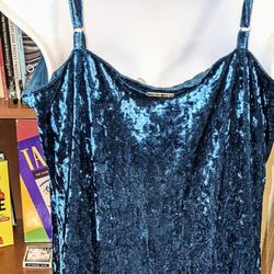 Women's XL Turquoise Crushed Velvet Michael Kors Maxi Dress 