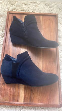 Navy blue wedge heels