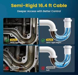 32.8-Foot Flexible Cable Endoscope Camera with Light Source, Snake Camera, Industrial Endoscope Tool, Suitable for Automotive and Mechanical Repairs, 