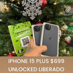 IPHONE 15 PLUS $699 UNLOCKED/LIBERADO WITH WARRANTY!!!