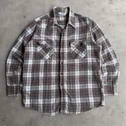 Vintage 70s Woolrich Button Up Plaid Flannel Long Sleeve Shirt - L