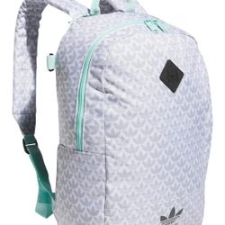 BRAND NEW adidas Originals Graphic Backpack, Monogram AOP-White/Carbon Grey