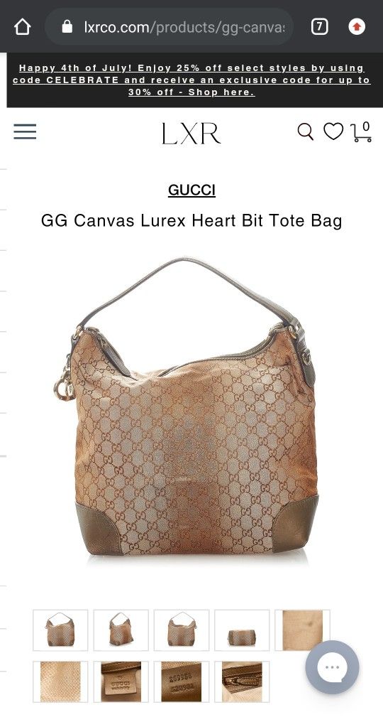 Gucci Canvas GG Lurex Heart Tote Bag