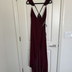 Lulus Here To Us Burgundy High-Low Dress 