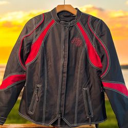 Harley Davidson Women's Embroidered Scroll  Skull Riding jacket Size l