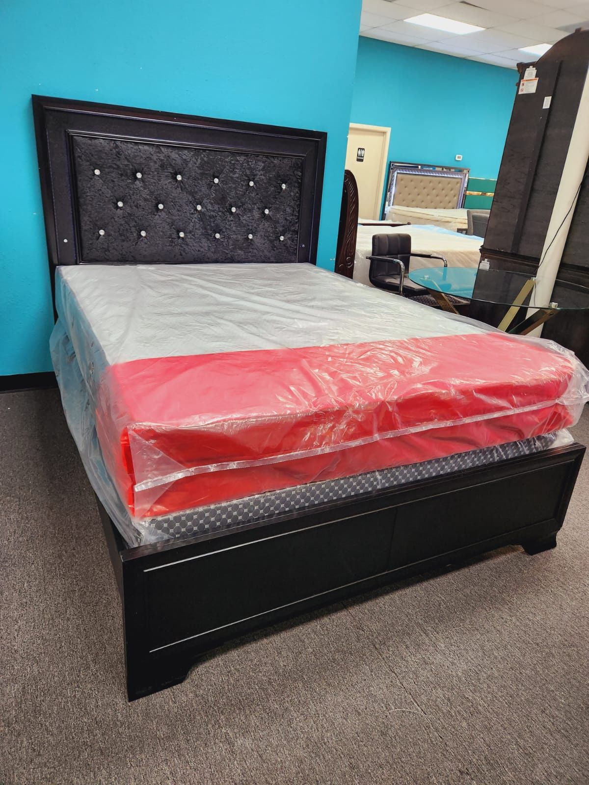 Queen Bed Frame With Mattress Pillow Top