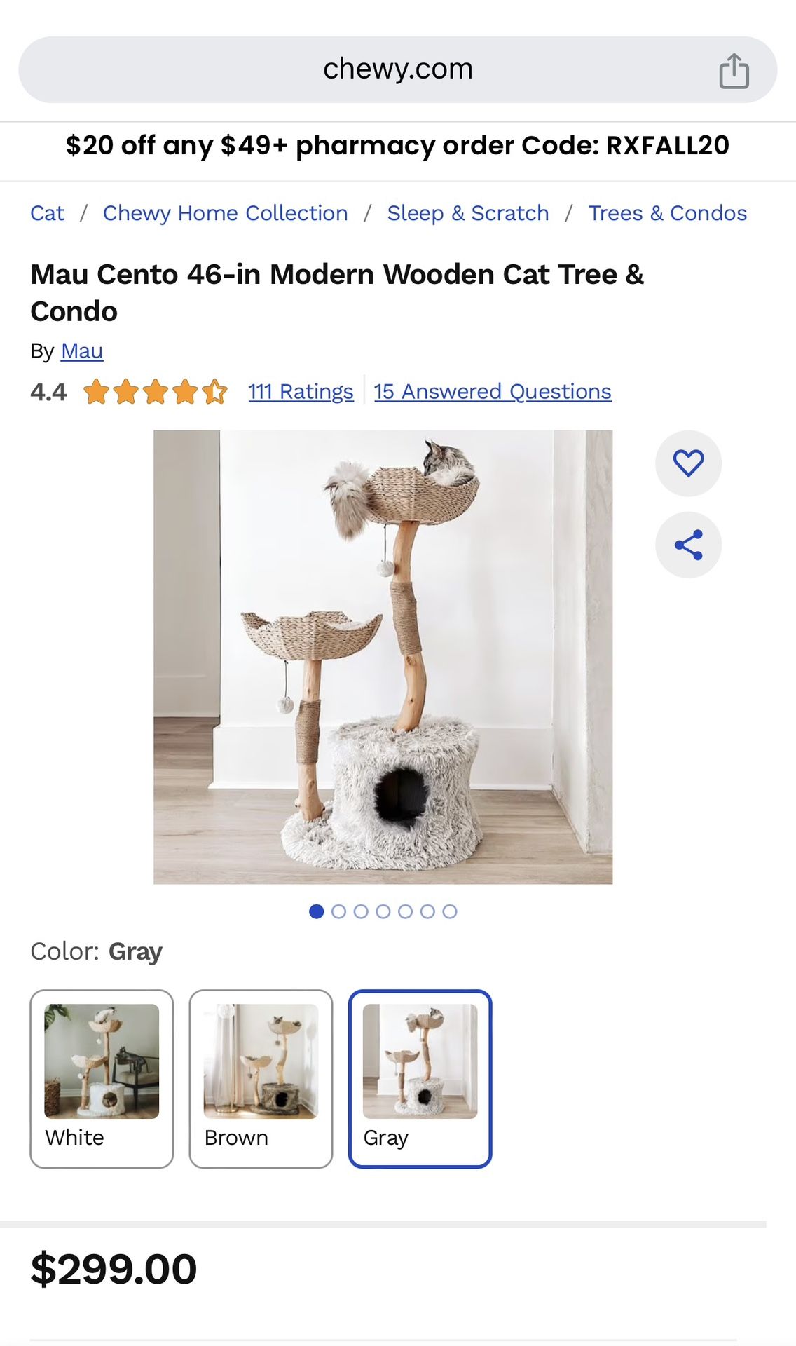 MAU Cat Tree (grey) - EXCELLENT CONDITION