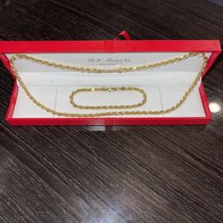 14k gold-plated sterling silver 2-Pc. Set 22" Rope Link Chain Necklace & Matching Bracelet