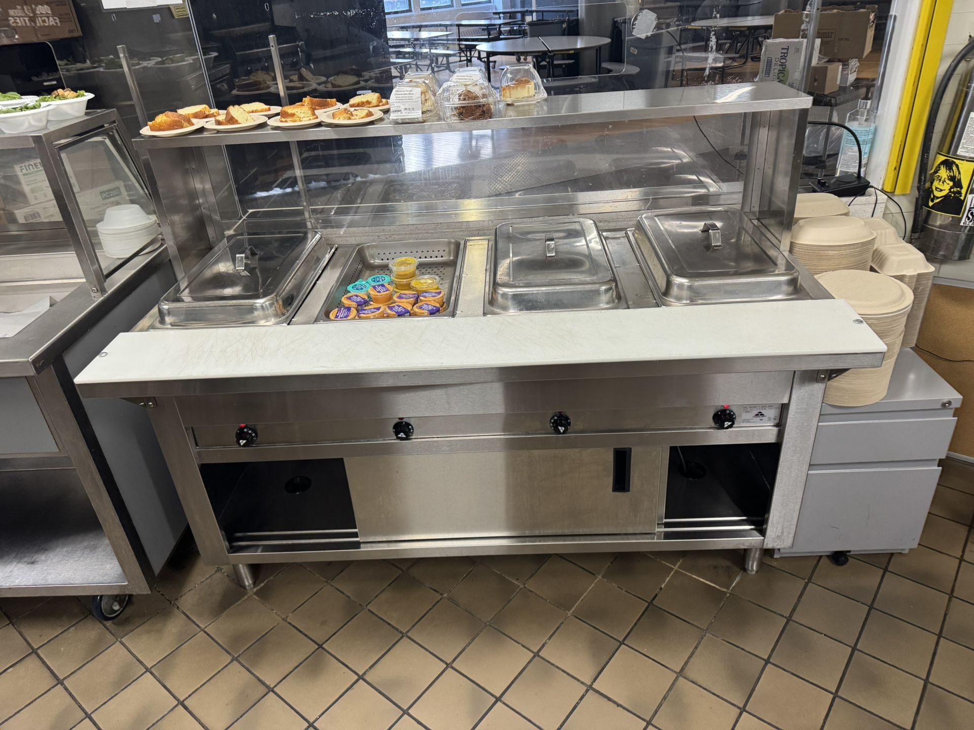 4 Well Steam Table Salad Bar 2 Door Freezer Milk Chiller