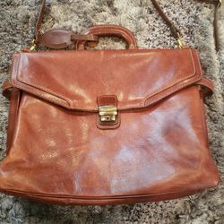 Vintage I PONTI FIRENZE Italian Leather Briefcase Messenger Bag Brown EUC