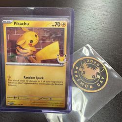 Pikachu 051/162 Pokémon Day 2026 Stamped Promo + 30th Anniversary Coin