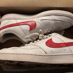 Nike Court Vision Low White Red Sneakers Men's Size 12