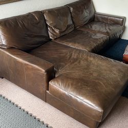 Pottery Barn - Real Leather Sectional Couch
