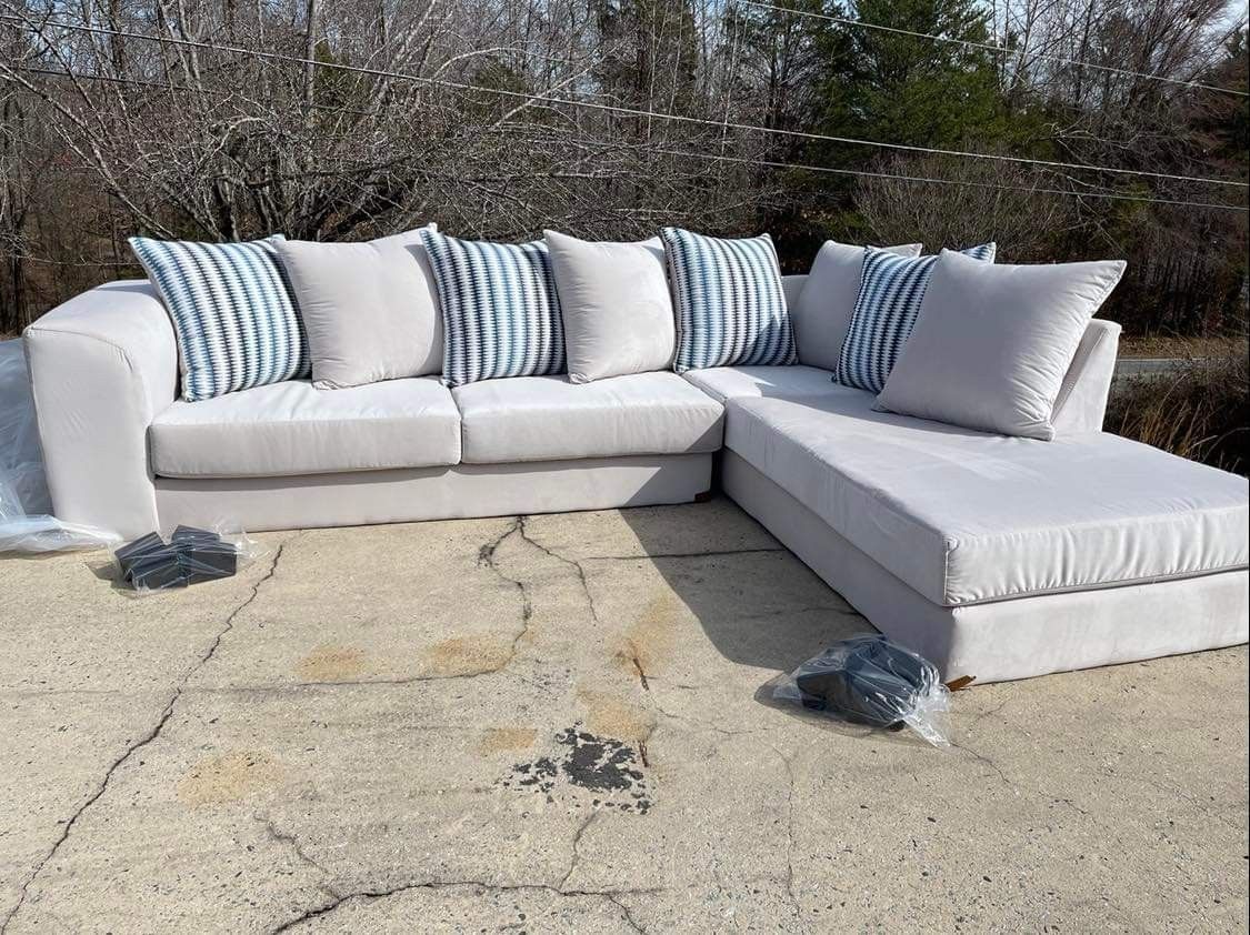 New Light Gray Sectional Super Soft Fabric